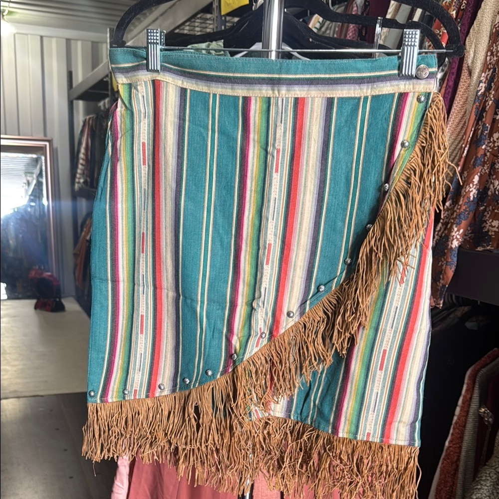 Silverado fringe Striped Fringe Skirt one of kind